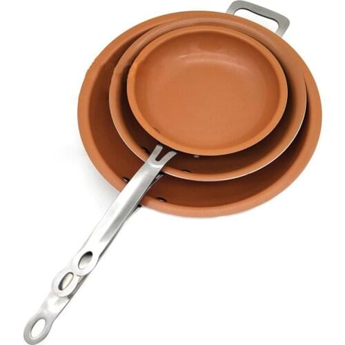 Non-stick Copper Frying Pan With Ceramic Coating Wok Saucepan Oven Suitable Induction Grill Pan Cookware Frying Pan 8/10/12 inch