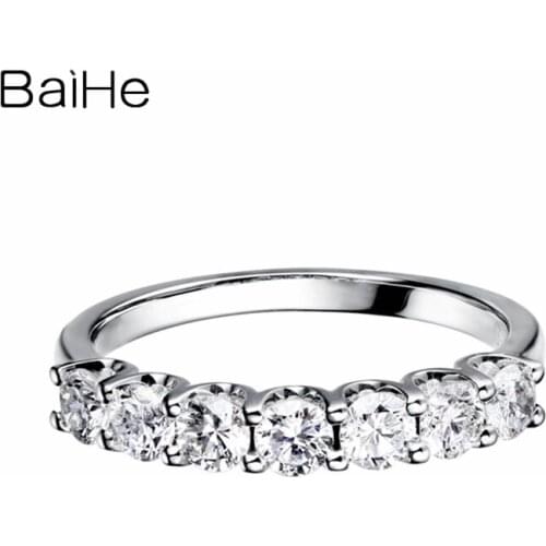 BAIHE Solid 14K White Gold 0.11ct (Total 0.77CT) H/SI Natural Diamond Women Trendy Fine Jewelry Beautiful luxury diamond Ring