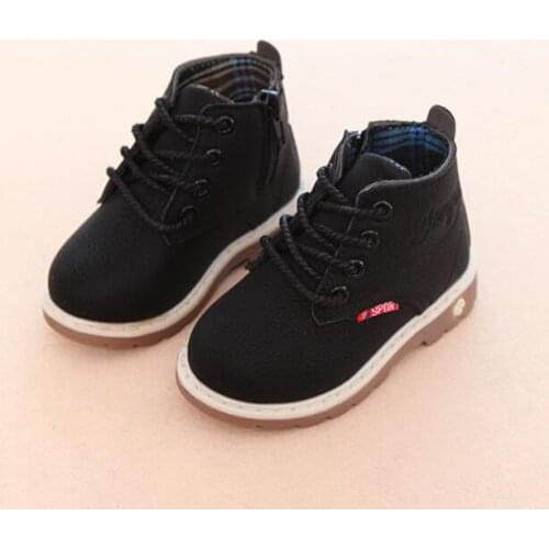 Autumn Winter Children Ankle boots Girls Martin Boots Boys Plush Snow Motorcycle Boots Lace-Up Rome Boots Kids Sport Shoes