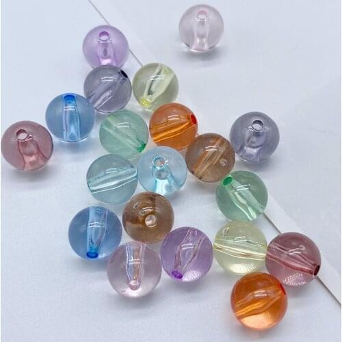 50pcs/lot Glossy Round Beads 10mm 12mm Acrylic Transparent Loose Spacer Beads For DIY Handmade Jewelry Making Accessories