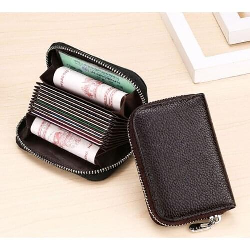 DAI.MM 2020 New Men Women Genuine Leather Organ Card Package RFID Unisex Passport Card ID Holder Card Bag Solid Zipper Designer