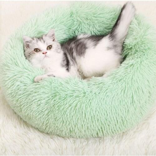 Animals Sleeping Sofa Soft Long Plush Best Round Cat Beds House Pet Dog Bed For Dogs Basket Pet Products Cushion Cat Bed Cat Mat