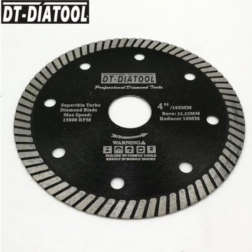 DT-DIATOOL Dia 105mm/4" Turbo Diamond DiscSuper-Thin Saw Blade Cutting Wheel for Tile Ceramic Marble Porcelain Thickness 1.2mm