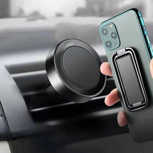 Double Magnetic Car Phone Holder Stand For IPhone 12 Pro Max Metal Phone Holder Foldable Desk Stand Bracket For Xiaomi Samsung