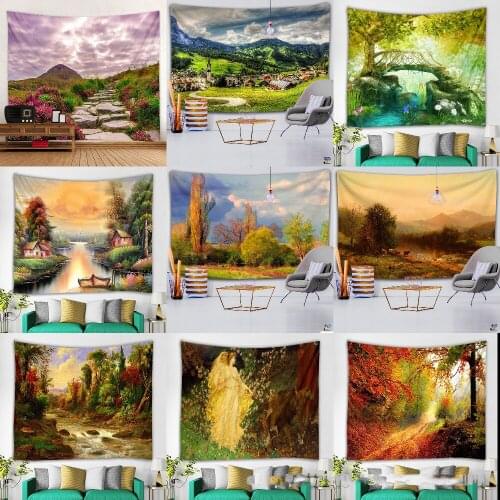 Maple Leaf Red Leaves Tapestry Natural Forest Decoration Tapestries Landscape For Room Decor Wall Blanket Curtain For Bedroom