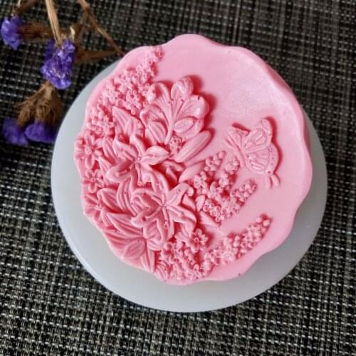 HC0127 PRZY Lily flower butterfly Soap Silicone Mold flowers Soap Molds Clay Resin Gypsum Chocolate Candle Candy Mold