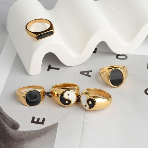 Summer Stainless Steel Statement Gossip Yin Yang Ring for Women Braided Band Jewelry Party Accessories Drop Shipping
