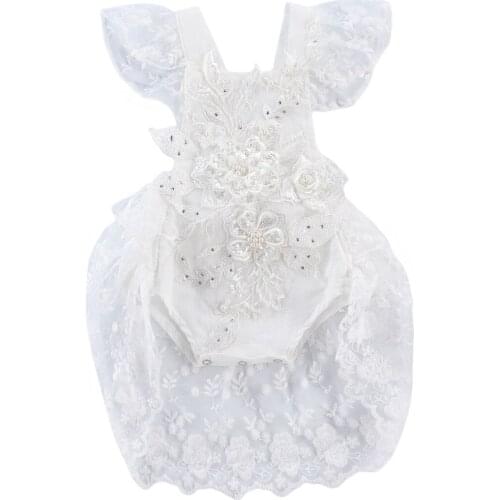 0-24M Princess Infant Baby Girls Rompers Ruffles Lace Short Sleeve Floral Print Backless Jumpsuits 0-24M Bodysuits