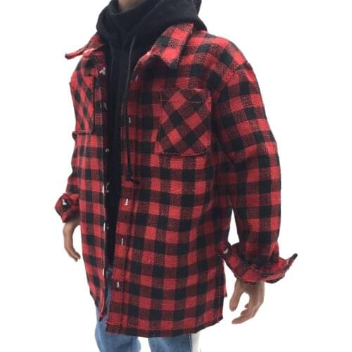 1:6 Scale Red Plaid Shirt Jacket Male Clothes For 12'' Kumik