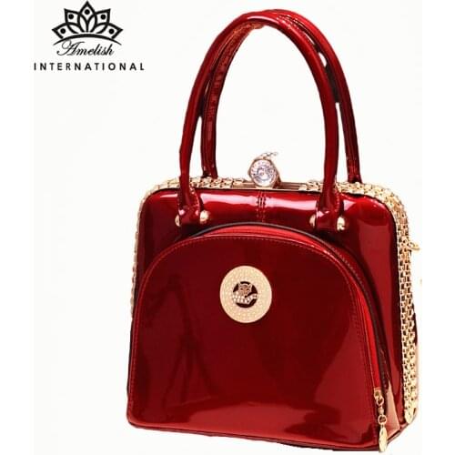 AMELISH Circular Womens Bag Large Capacity Gift Top-Handle Female Handbag High Quality Diamonds Frame Brand Designer Hand Bags