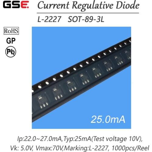 L-2227 25.0MA SMD SOT-89-3L CRD / CURRENT REGULATIVE DIODE NEW 10PCS/LOT