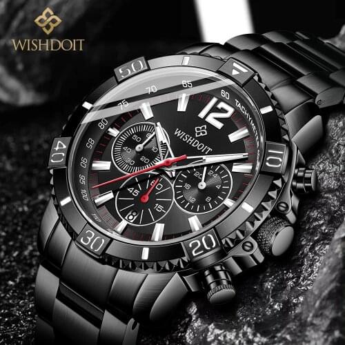 WISHDOIT 2021 New Leisure Sports Outdoor Watch Top Luxury Brand Watch Stainles Steel Luminous Waterproof Chronograph Mens Watch