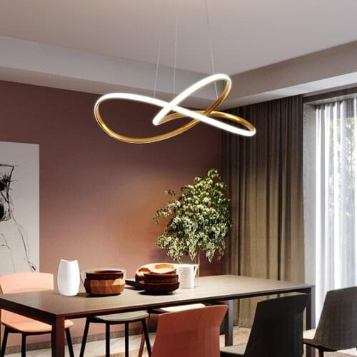 New Nordic Geometric Lines Restaurant LED Pendant Personality Art Cafe Bar Counter Living Room Dining Table Bedroom Iron Lamp