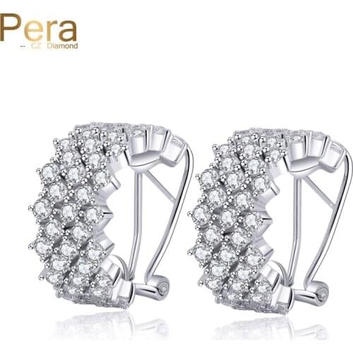 Pera CZ New Fashion Korean Style Jewelry Full Cubic Zirconia Stone Pave Setting Big Round Cute Stud Earrings For Women E262
