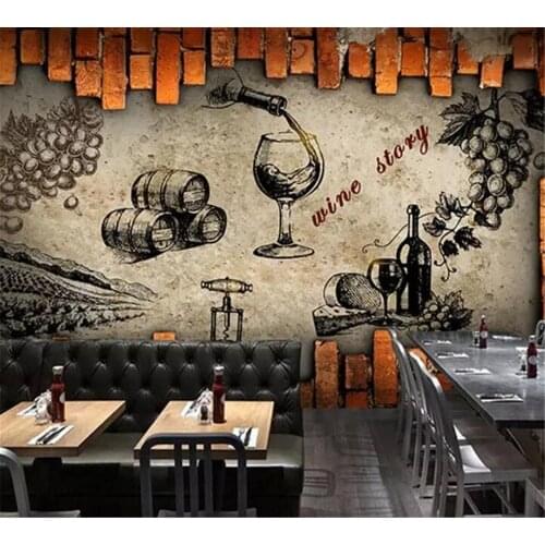 Beibehang Custom wallpaper mural photo retro industrial style wine storage room wine cellar estate wine room decorative mural