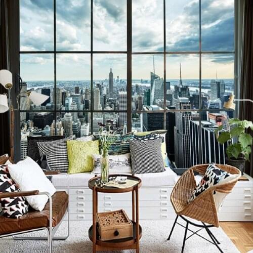 Drop Shipping Custom Photo Wallpaper New York City Building Window Landscape Photography House Decoration Decoration Murale