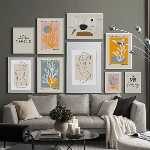 Sexy Line Girl Coral Quotes Abstract Wall Art Canvas Painting Nordic Posters And Prints Wall For Living Room Home Decor Pictures