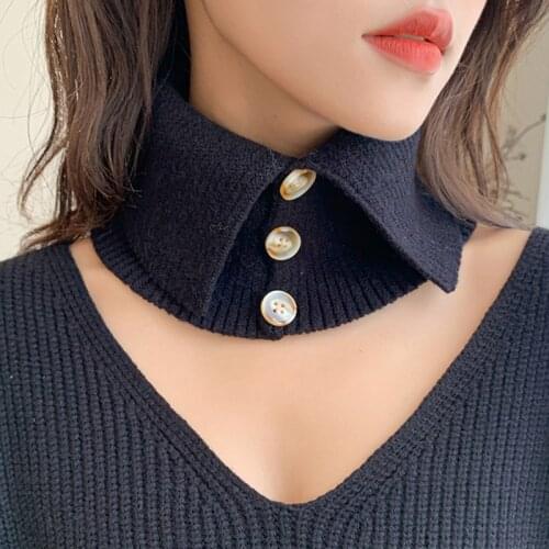 Design Solid Winter Knitted Infinity Scarves Women Button Bandanas Neckchief Soft Shawl Wraps Collar Female Snood Bufandas Mujer