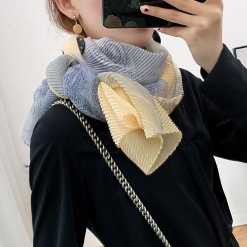 Scarf thin section female Korean version of the wild pleated scarf scarf summer bib spring and autumn dual-use beach sunscreen
