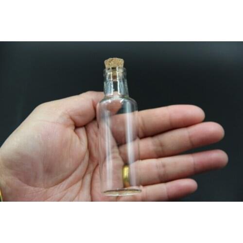 50pcs 30*90mm Small Vase Glass Bottle Jewelry Vial Potion Tie Plug Glass Wooden Box Wishing Gift Jewelry Storage Box Organizer