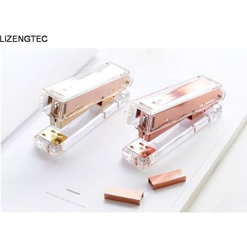 Free Shipping LIZENGTEC New Design Golden Binding Stapler Machine with Golden Staple For School Office Factory Supplies