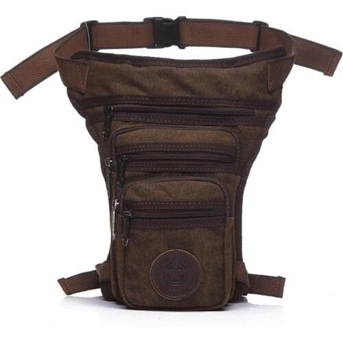 Mounchain Men Retro Style Multifunction Canvas Waistbag Double-layer Outdoor Leg Bags