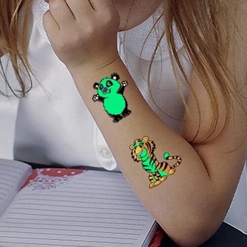 Luminous Temporary Tattoos Sticker Cartoon Animal Pattern Body Art Decoration Waterproof Fake Tattoo Stickers