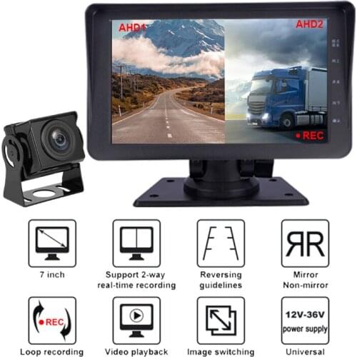 Quality 2 Channel Split DVR Monitor Truck Pickup Bus Driving Recorder Car Camera Recorder Front and Back