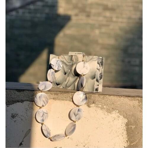 [wonder lamar ] custom design marble color chunky bag beads chain handle