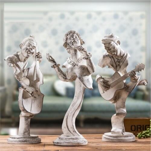 WU CHEN LONG European Creative Band Decoration Art Instrument Music Figures Model Bar Living Room Wine Cabinet Home Decor R4102