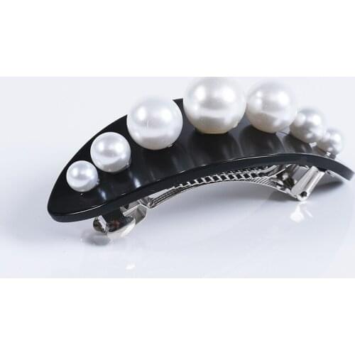 2020 New ZA Fashion Black Acrylic Pearls Hair Clips for Women Vintage Hair Jewelry Simulated Pearl Hair Pins