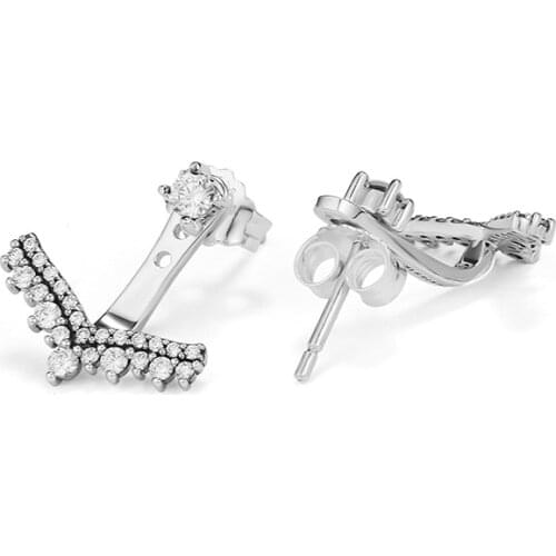 Princess Wish Earrings Clear CZ 925 Sterling Silver Jewelry For Woman Make up Fashion Female Earrings Party Jewelry Wholesale