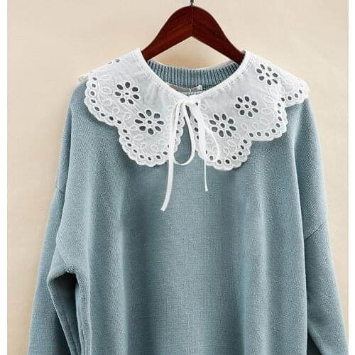 Women Decorative Fake Collar Hollow Out Jacquard Floral Shawl Necklace Capelet XX9D