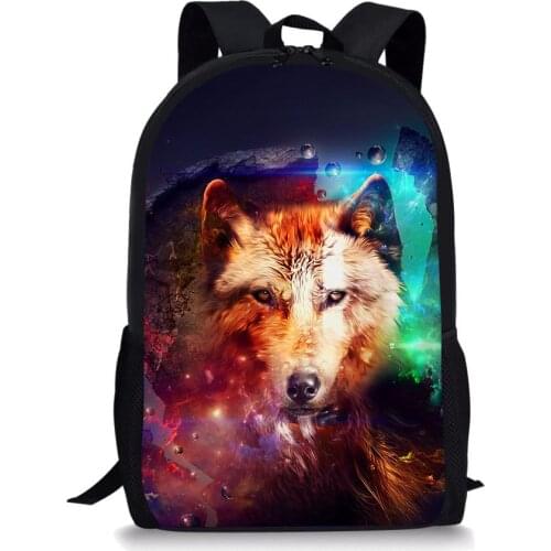 Moonlight wolf Students Backpack for Boys Teenagers Backpack Travel Package Shopping Shoulder Bag Women Mochila