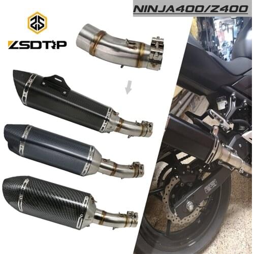 ZSDTRP For Kawasaki Z400 Ninja 300 2017 2018 Ninja400 slip on Exhaust Muffler Link middle Pipe Slip-On