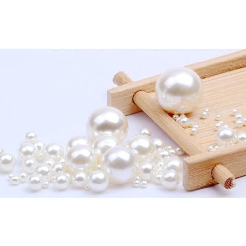 1.5MM-18MM Dia High Bright ABS No Hole Round Beige/White Faux Pearls Loose charms Beads Handmade DIY craft Vases Filler Jewelry
