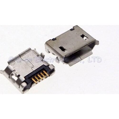 100pcs 6.4mm Two DIP Feet long pin Micro 5P USB Jack Connector data port For Gionee Lenovo etc