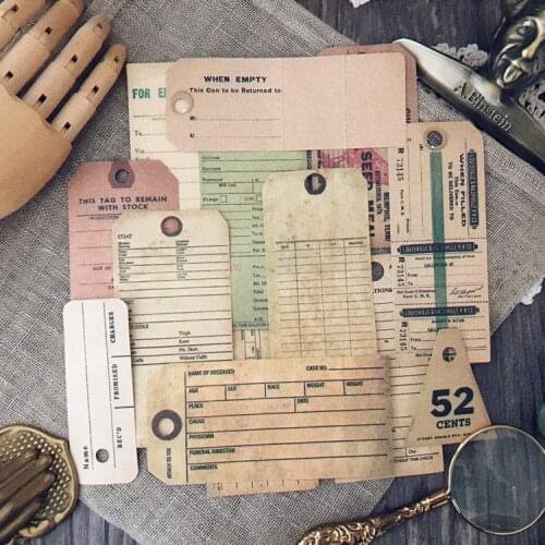 13pcs Junk journal Material Vintage Yellow Tag Sticker Text stickers aesthetic stationery pegatinas