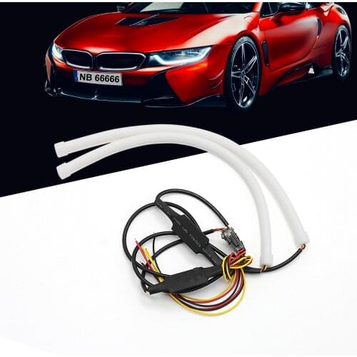 2Pcs 12V Car LED Strip DRL Light 30 45 60cm Flexible Silicone Angel Eyes Daytime Running Lights Auto Turn Signal Lamp