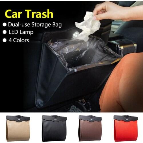 2020 Reusable Smart LED Car Trash Can Waterproof Garbage Bag Storage Pocket Portable for Travel CSL88