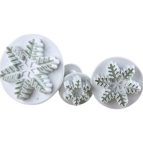 3pcs/set Halloween Chiratmas Snowflake Plunger Mold Cake Decorating Tool Cake Cookie Cutters Fondant Cutter