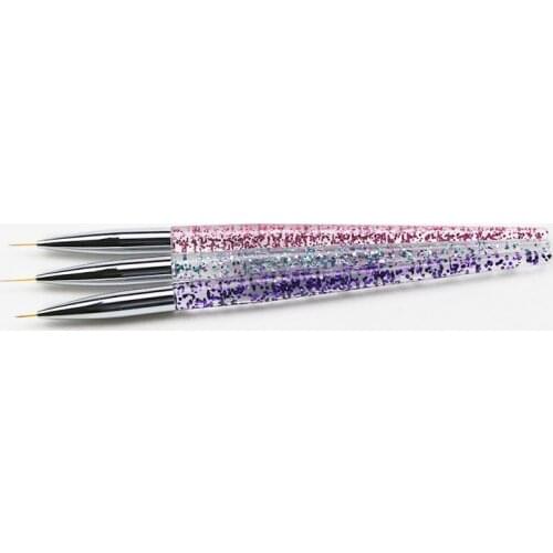 3Pcs/Set Nail Art French Lines Liner Painting Brush Acrylic Handle Flower Pattern Design Stripes Drawing Pen Manicure Tool