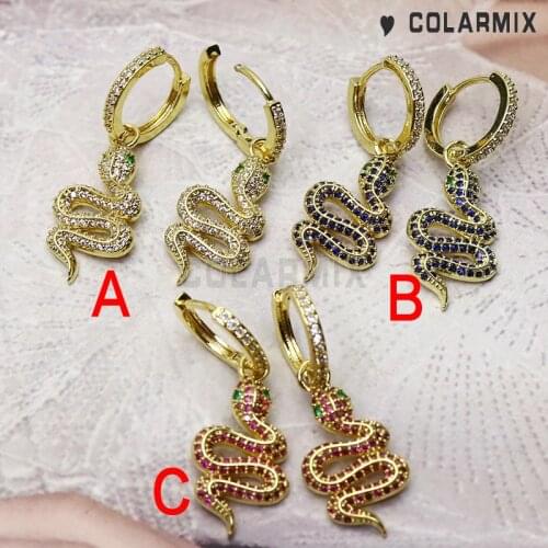 4 Pairs S shape animal earrings mix colors zircon earrings dangle earrings for women fashion accessories 51191