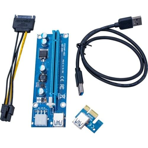500pcs/lot PCI-E PCIe PCI Express 1x to 16x Riser Card USB 3.0 Extender Cable Sata to 4Pin IDE Molex Power Supply for BTC Miner