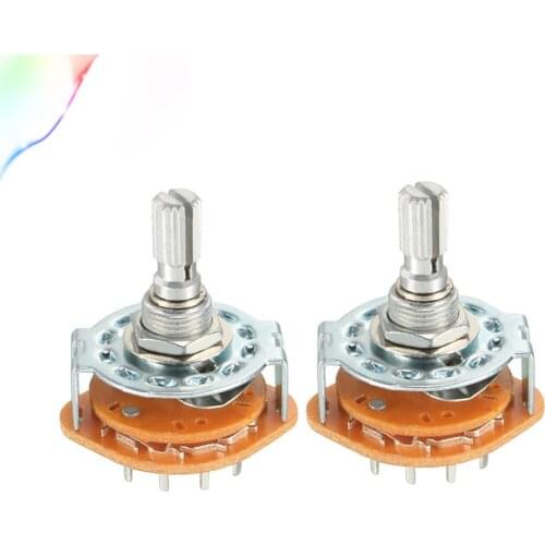 5Pin 1P4T 1 Pole 4 Position Selectable 2 Deck Band Selector Rotary Switch 2Pcs RS25 1*4
