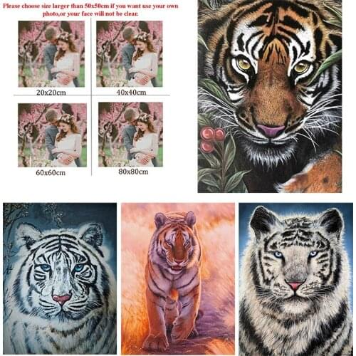 5D Diy Diamond Painting Animal White Tiger Anime Watercolor Painting Living Room Bedroom Wall Cross Stitc Mosaic Home Decora