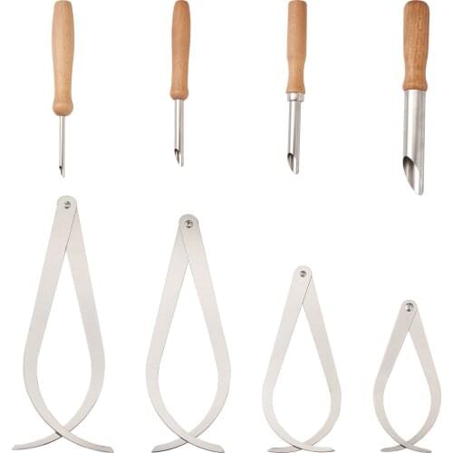 Bent-Leg Stainless Steel Caliper Clay Sculpture Ceramic Measuring Tool and Round Punch Sketching Art Jewelry Tool Kits 8Pcs/Set