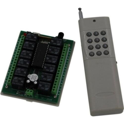 Free Shipping DC24V 12CH RF Wireless Remote Control Switch 1000 m Agriculture Security Industry Control 315/433MHZ
