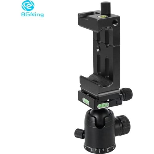 BGNing 360 Degree Panorama Ball Head Tripod Camera Mount Stand Phone Holder Clip XJ-8 Flashlight Microphone With Spirit Level