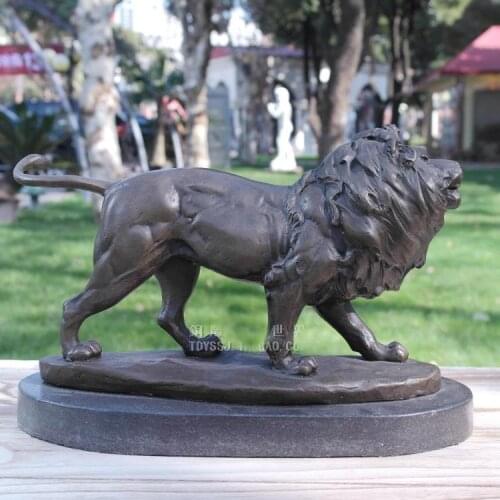 2020 home LIVING ROOM office TOP Decor ART--36 CM large Auspicious Africa lion wild animal bronze sculpture art Decoration